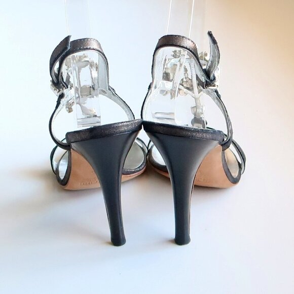 NEW Vicini Giuseppe Zanotti Silver Heels / Sandals w Crystal Embellishments 8 - Picture 5 of 16